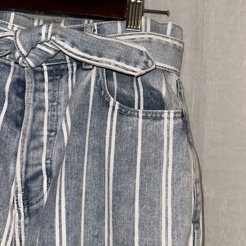 PACSUN 26 Vintage Wash Double White Stripe High Waisted Straight Leg Jeans